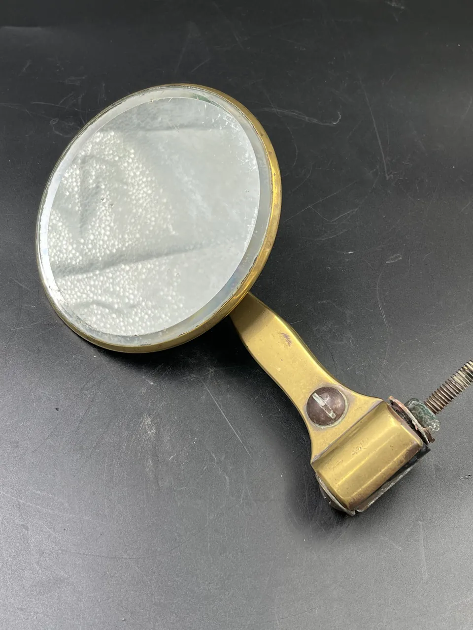 Stadium brass mirror and arm, veteran or Edwardian