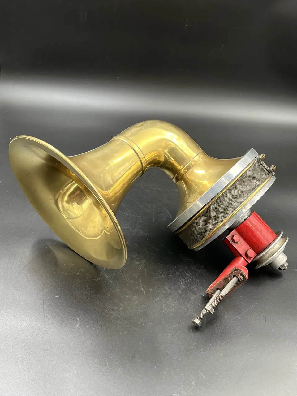 Pre-war pulley-driven brass horn