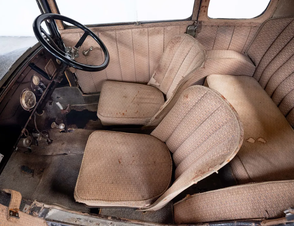 Original worn interior of a 1928 Austin Seven