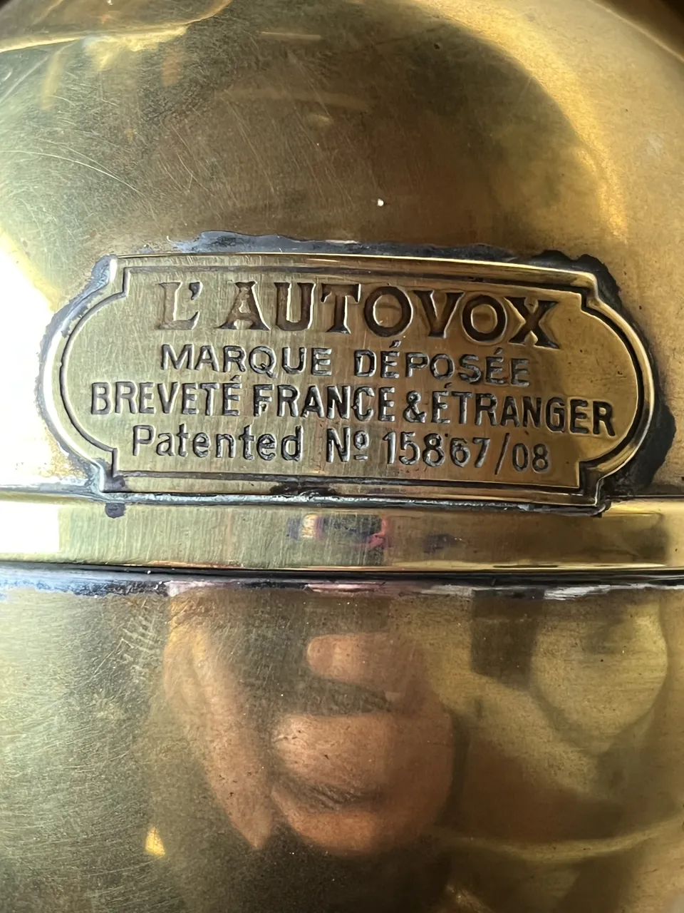 L'Autovox double-twist horn with mechanical bellows, 1908 patent, photograph 5