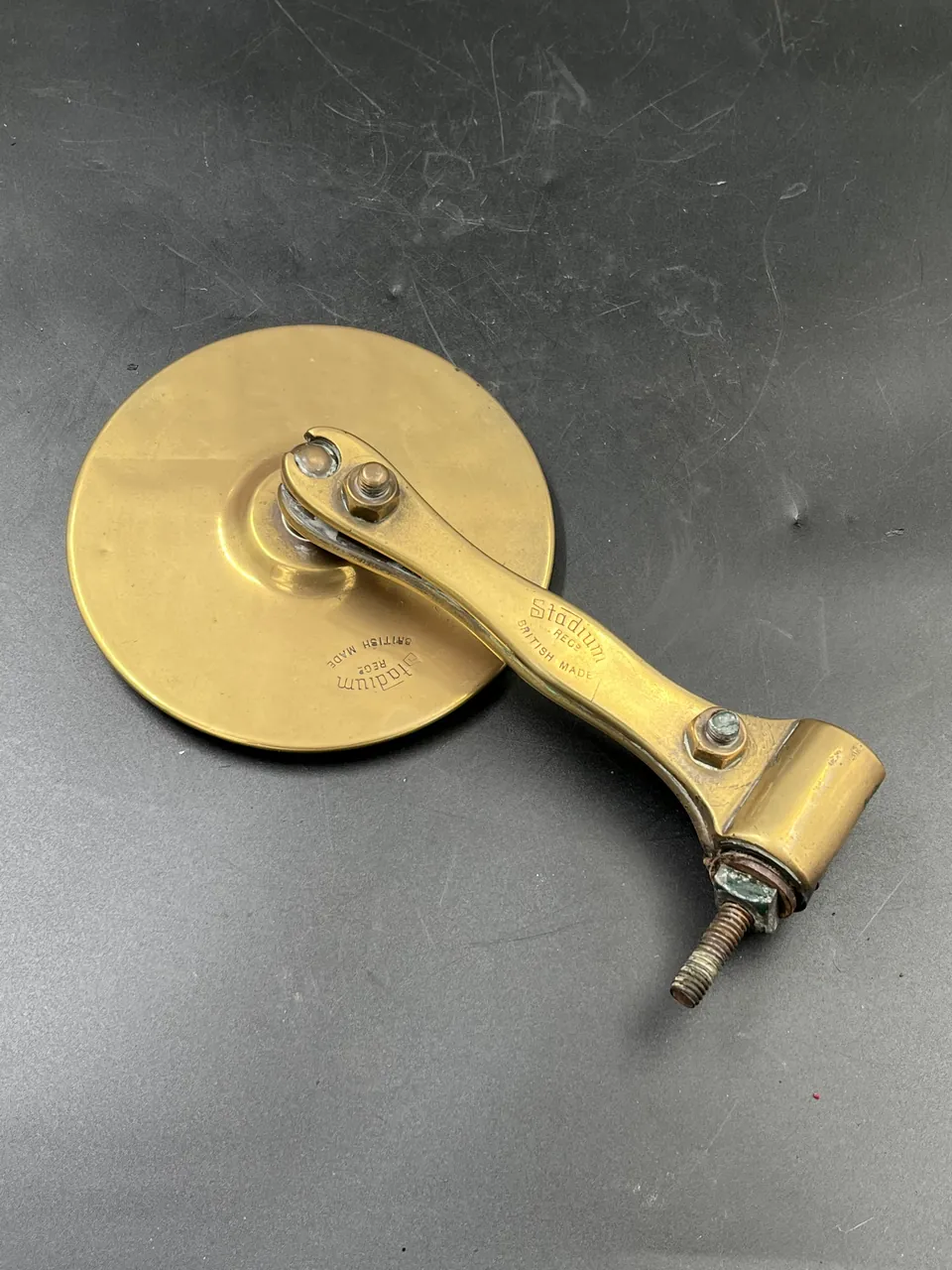 Stadium brass mirror and arm, veteran or Edwardian, photograph 6