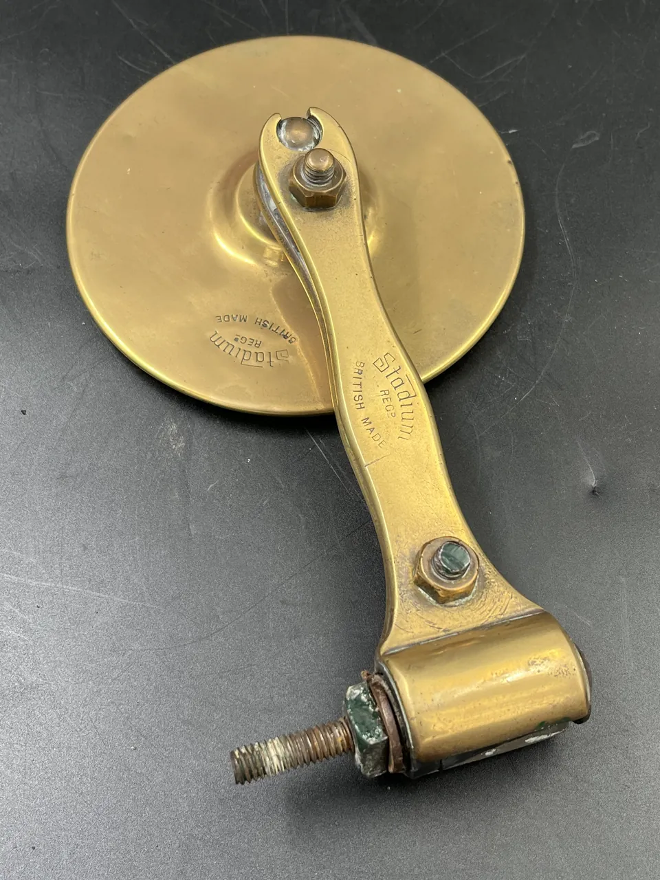 Stadium brass mirror and arm, veteran or Edwardian, photograph 3